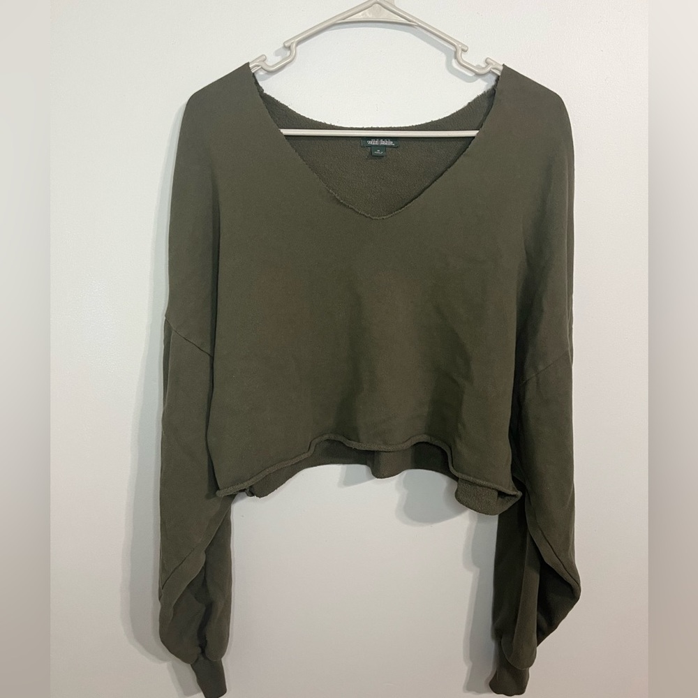 Cropped Green V Sweater